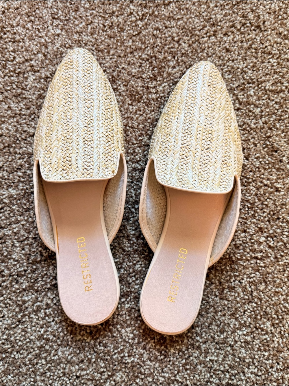 Restricted Women's Cream Woven Slide Mules